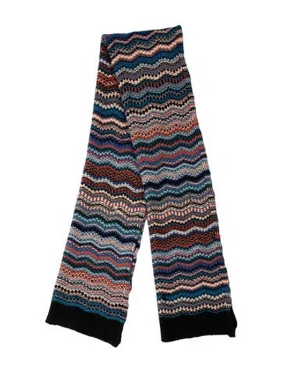 Pre-owned Missoni Wool Patterned Scarf In Blue