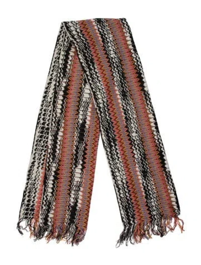 Pre-owned Missoni Wool Patterned Scarf In Neutrals