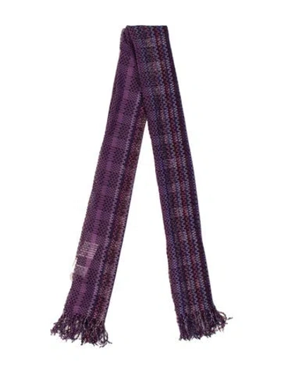 Pre-owned Missoni Wool Patterned Scarf In Purple