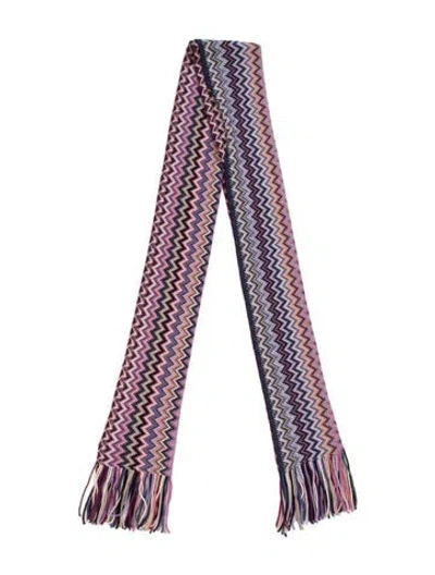 Pre-owned Missoni Wool Patterned Scarf In Purple