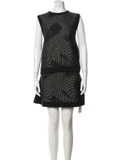 Pre-owned Missoni Wool Patterned Skirt Set In Black/green