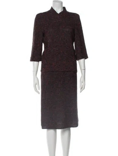 Pre-owned Missoni Wool Patterned Skirt Set In Gray