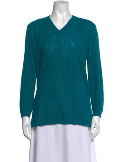 Pre-owned Missoni Wool Patterned Sweater In Blue/green