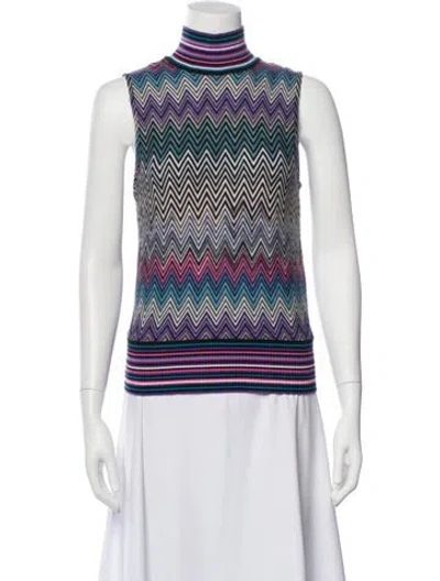 Pre-owned Missoni Wool Patterned Top In Blue