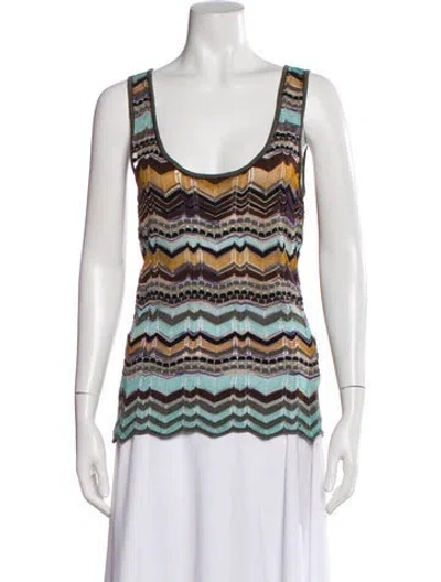 Pre-owned Missoni Wool Patterned Top In Blue