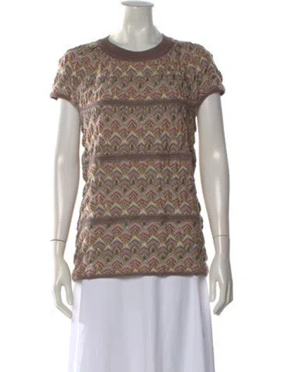 Pre-owned Missoni Wool Patterned Top In Brown