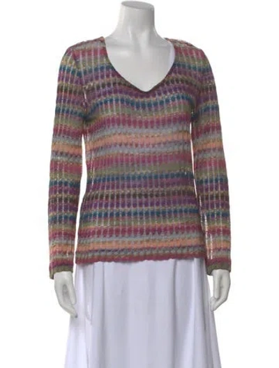 Pre-owned Missoni Wool Patterned Top In Pink