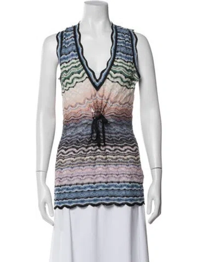 Pre-owned Missoni Wool Patterned Top In White