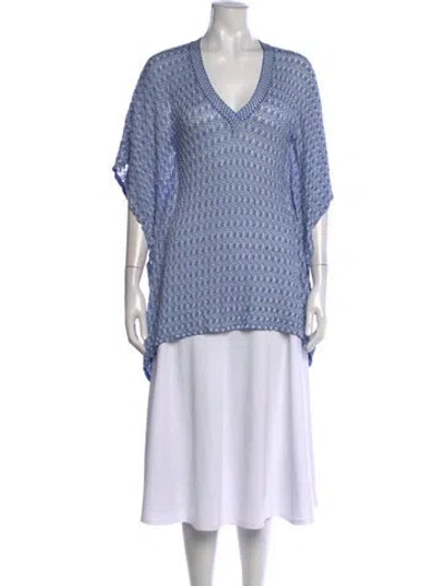 Pre-owned Missoni Wool Patterned Tunic In Blue/white
