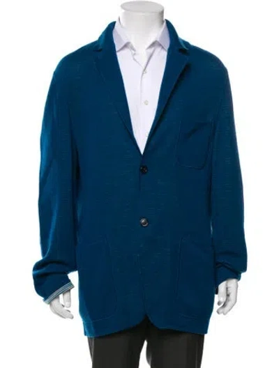 Pre-owned Missoni Wool Peacoat In Blue