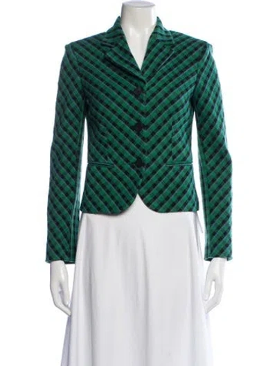 Pre-owned Missoni Wool Plaid Print Blazer In Green