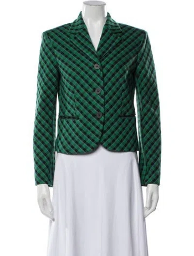 Pre-owned Missoni Wool Plaid Print Blazer In Green