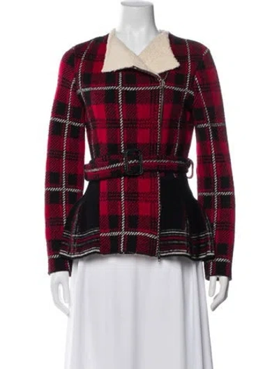 Pre-owned Missoni Wool Plaid Print Blazer In Red