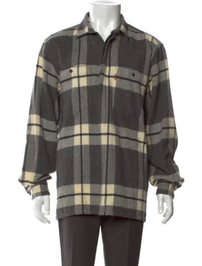 Pre-owned Missoni Wool Plaid Print Shirt In Gray