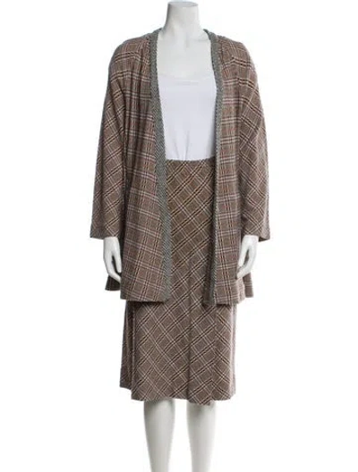Pre-owned Missoni Wool Plaid Print Skirt Suit In Multi