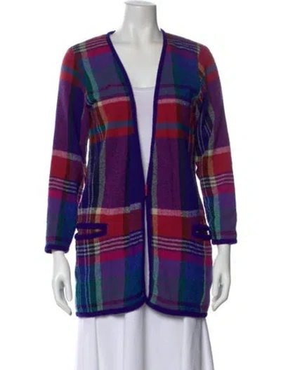 Pre-owned Missoni Wool Plaid Print Sweater In Purple