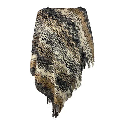 Pre-owned Missoni Wool Poncho Sweater Cover Up In Black