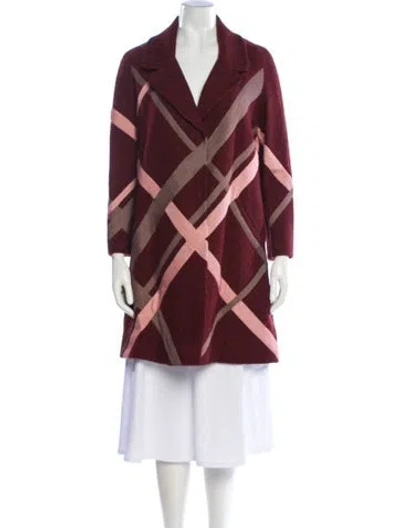 Pre-owned Missoni Wool Printed Coat In Burgundy