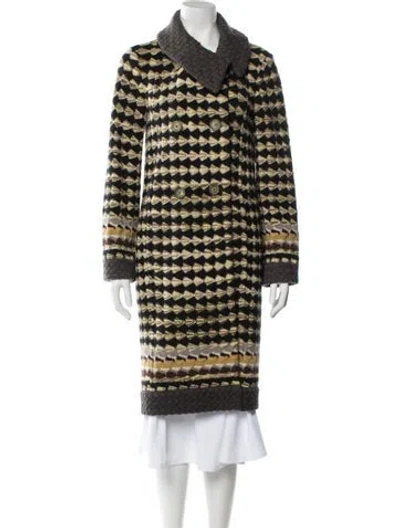 Pre-owned Missoni Wool Printed Faux Fur Coat In Black