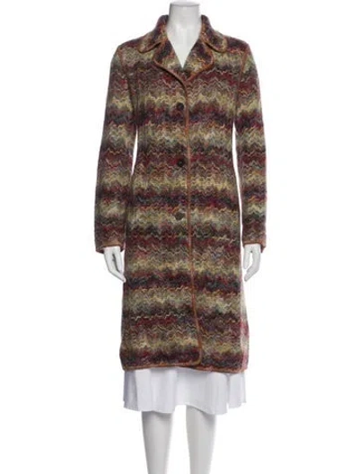 Pre-owned Missoni Wool Printed Faux Fur Coat In Multi