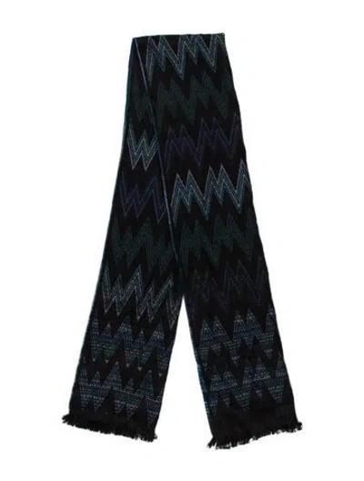Pre-owned Missoni Wool Printed Scarf In Blue