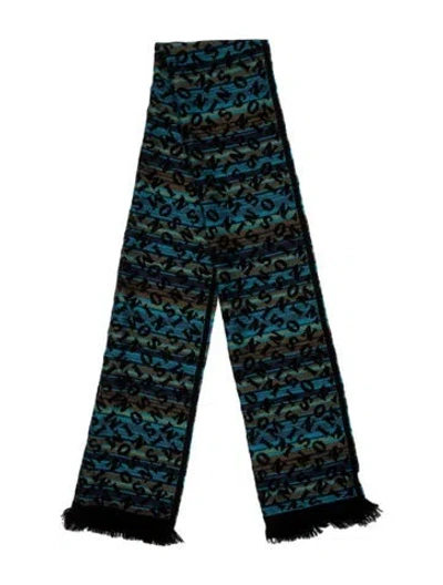 Pre-owned Missoni Wool Printed Scarf In Blue