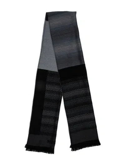 Pre-owned Missoni Wool Printed Scarf In Gray