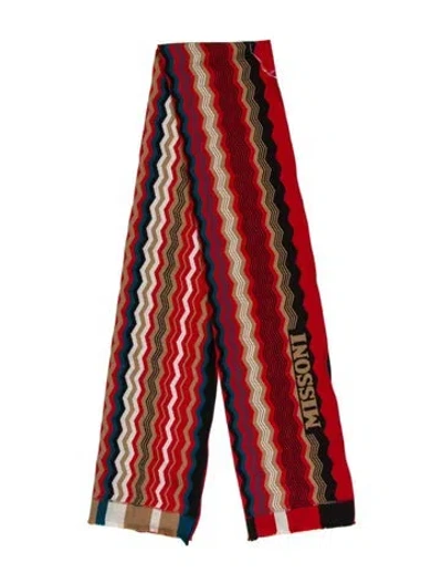 Pre-owned Missoni Wool Printed Scarf In Red