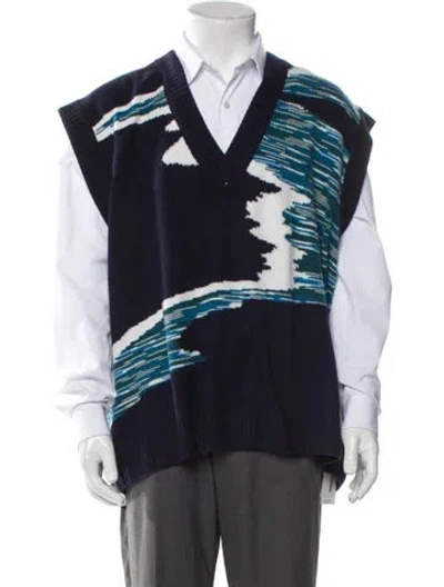 Pre-owned Missoni Wool Printed Sweater Vest In Blue