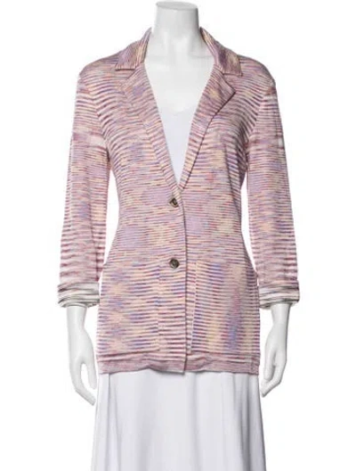 Pre-owned Missoni Wool Striped Blazer In Pink