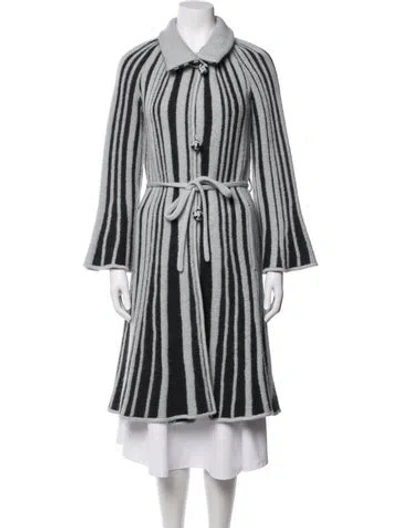 Pre-owned Missoni Wool Striped Coat In Blue/grey