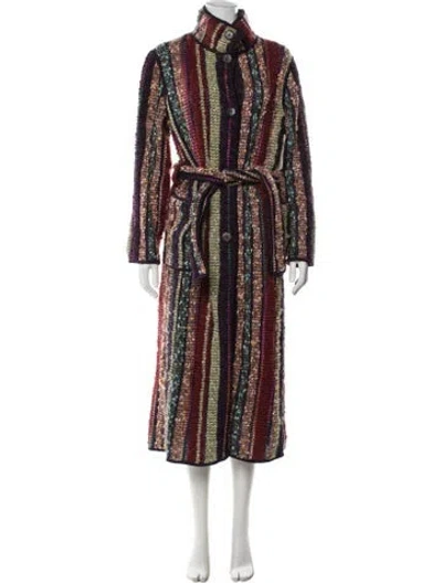 Pre-owned Missoni Wool Striped Coat W/ Tags In Purple