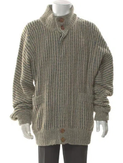 Pre-owned Missoni Wool Striped Polo Sweater In Green