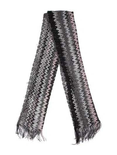 Pre-owned Missoni Wool Striped Scarf In Black
