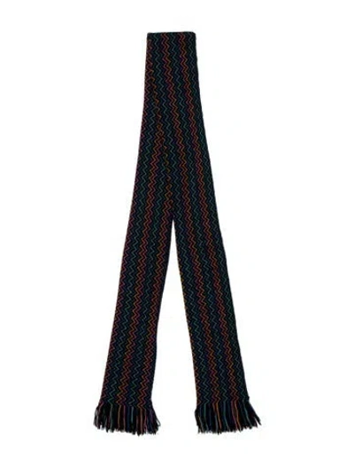 Pre-owned Missoni Wool Striped Scarf In Black