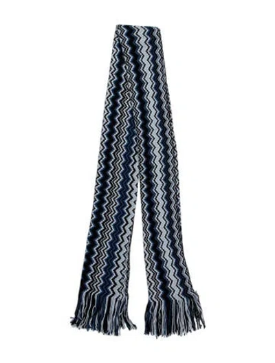 Pre-owned Missoni Wool Striped Scarf In Blue