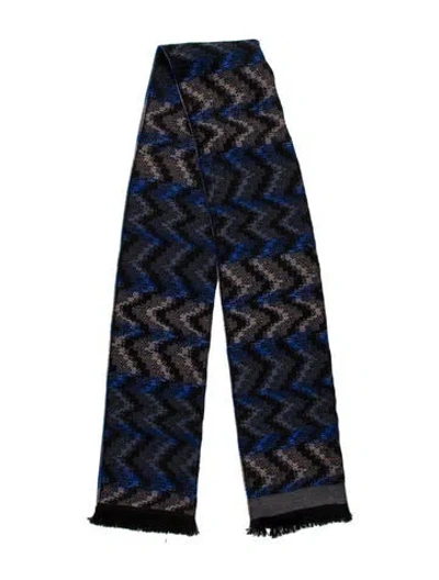 Pre-owned Missoni Wool Striped Scarf In Blue