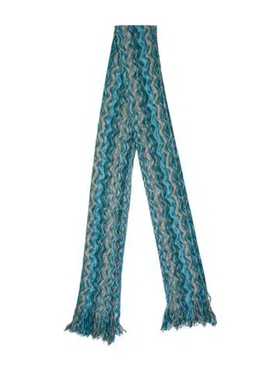 Pre-owned Missoni Wool Striped Scarf In Blue