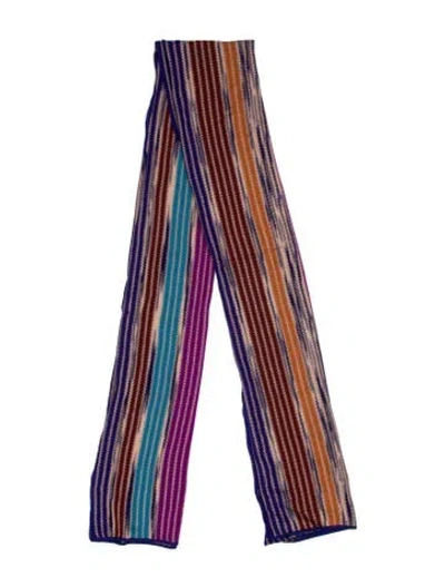 Pre-owned Missoni Wool Striped Scarf In Blue