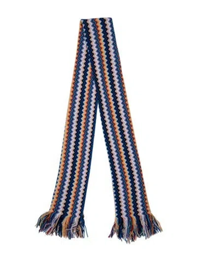 Pre-owned Missoni Wool Striped Scarf In Blue