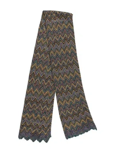 Pre-owned Missoni Wool Striped Scarf In Blue