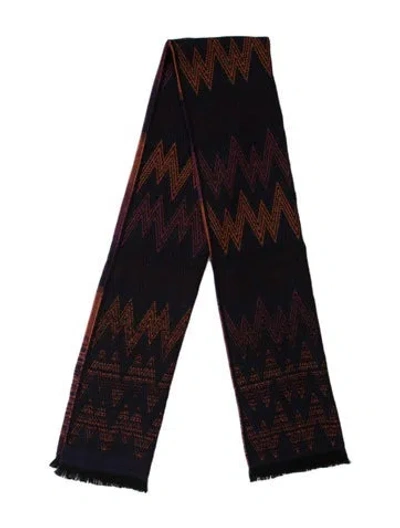 Pre-owned Missoni Wool Striped Scarf In Blue