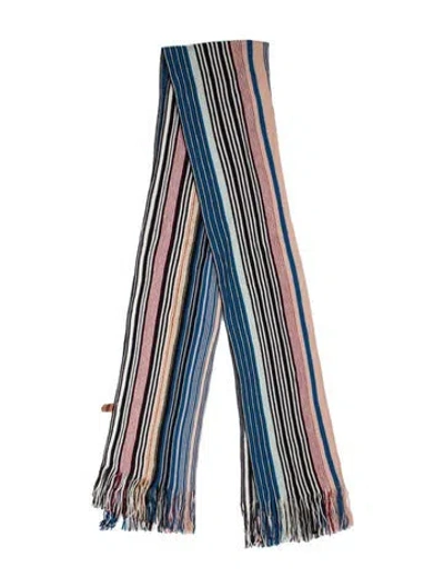 Pre-owned Missoni Wool Striped Scarf In Blue
