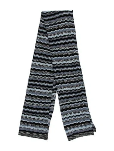 Pre-owned Missoni Wool Striped Scarf In Blue/green