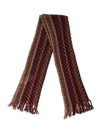 Pre-owned Missoni Wool Striped Scarf In Brown