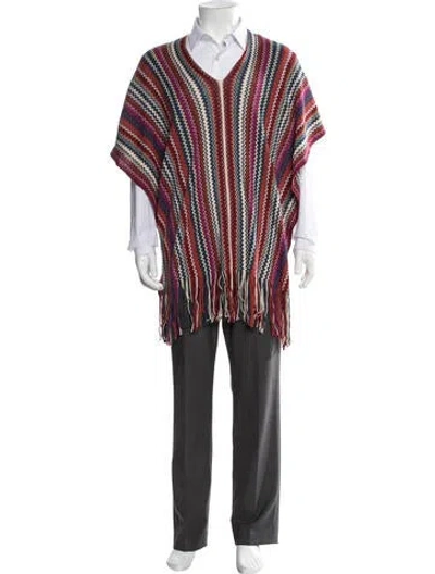 Pre-owned Missoni Wool Striped Scarf In Brown