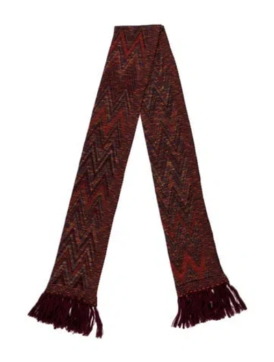 Pre-owned Missoni Wool Striped Scarf In Burgundy