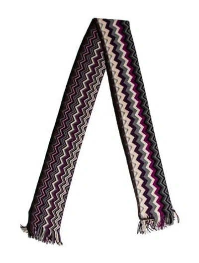 Pre-owned Missoni Wool Striped Scarf In Gray