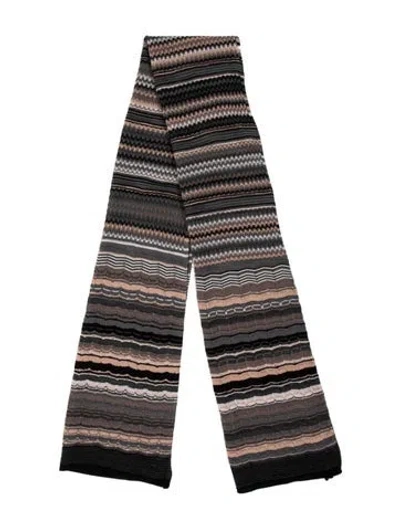 Pre-owned Missoni Wool Striped Scarf In Neutrals