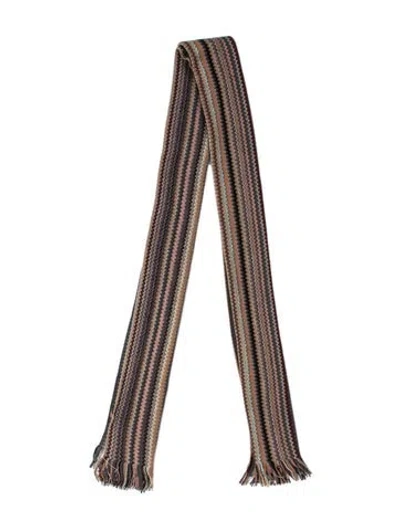 Pre-owned Missoni Wool Striped Scarf In Neutrals